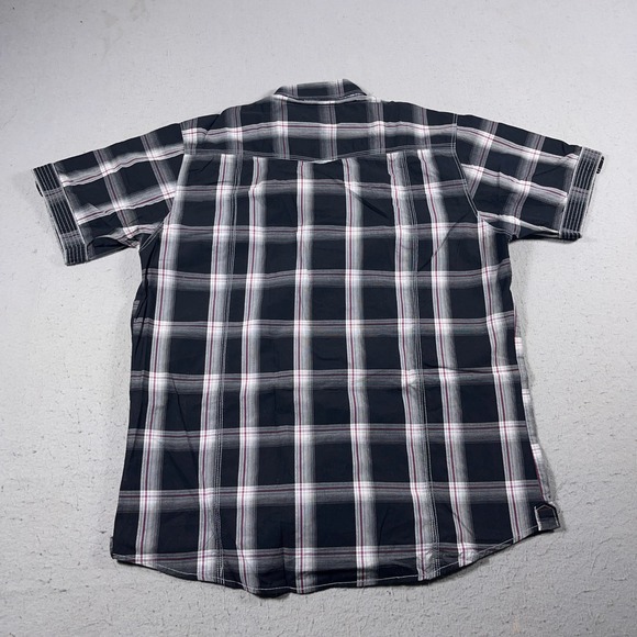 7 Diamonds Shirt Men Large Blue Plaid Short Sleeve Snap Button Western Casual - Picture 7 of 8
